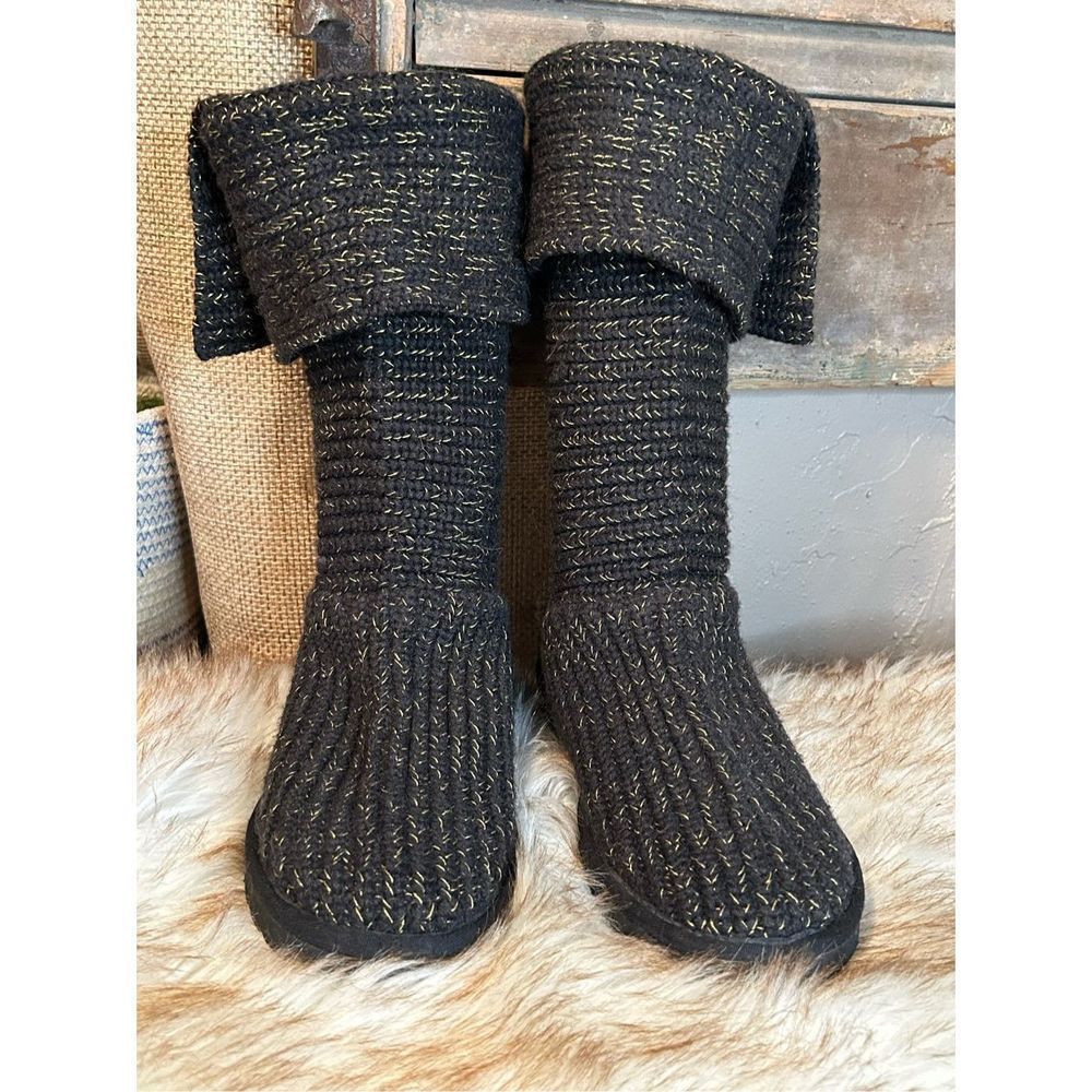 Ugg Black Tweed Pattern Glitter Boots
